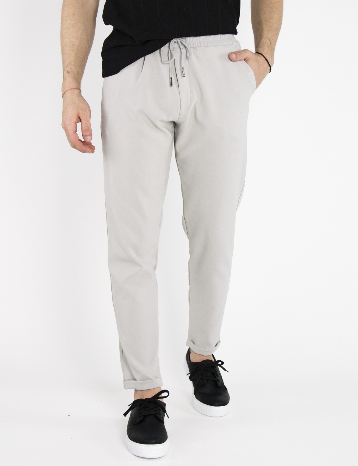 Ανδρικό γκρι υφασμάτινο παντελόνι loose fit PNT6342 φωτογραφία